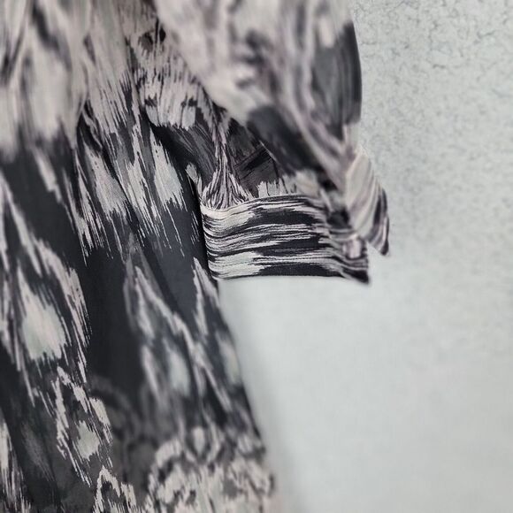 Joie Sheer Cover up Blouse Womens Medium Silk Flowy Black White Button Up Boho - Picture 10 of 14